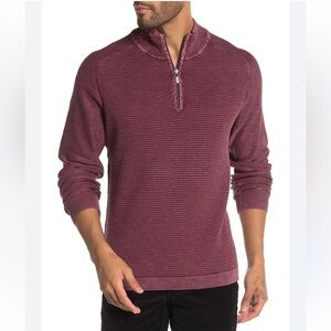 Tommy Bahama Men's Burgundy quarter Zip-Up cotton Sweater